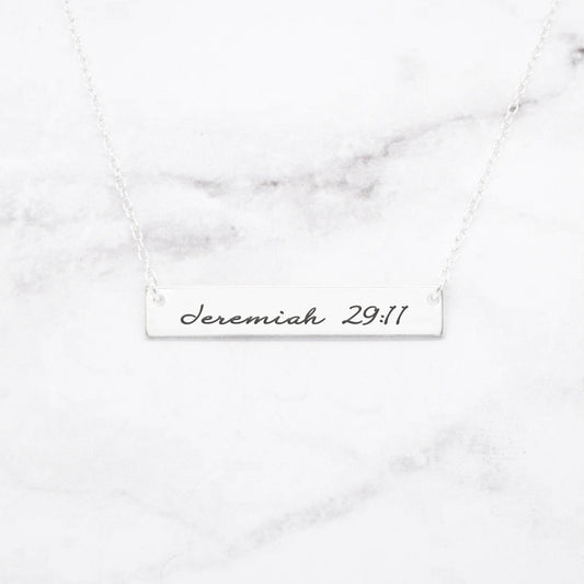 Jeremiah 29:11 Necklace - Sterling Silver Bar Necklace - Women - Accessories - Jewelry - Necklaces - Pendants - Personalized - Benn~Burry