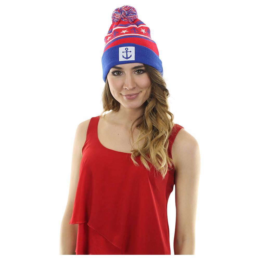 Women's Anchor Red, White, Blue Winter Hat - Unisex - Accessories - Outerwear - Hats - Benn~Burry