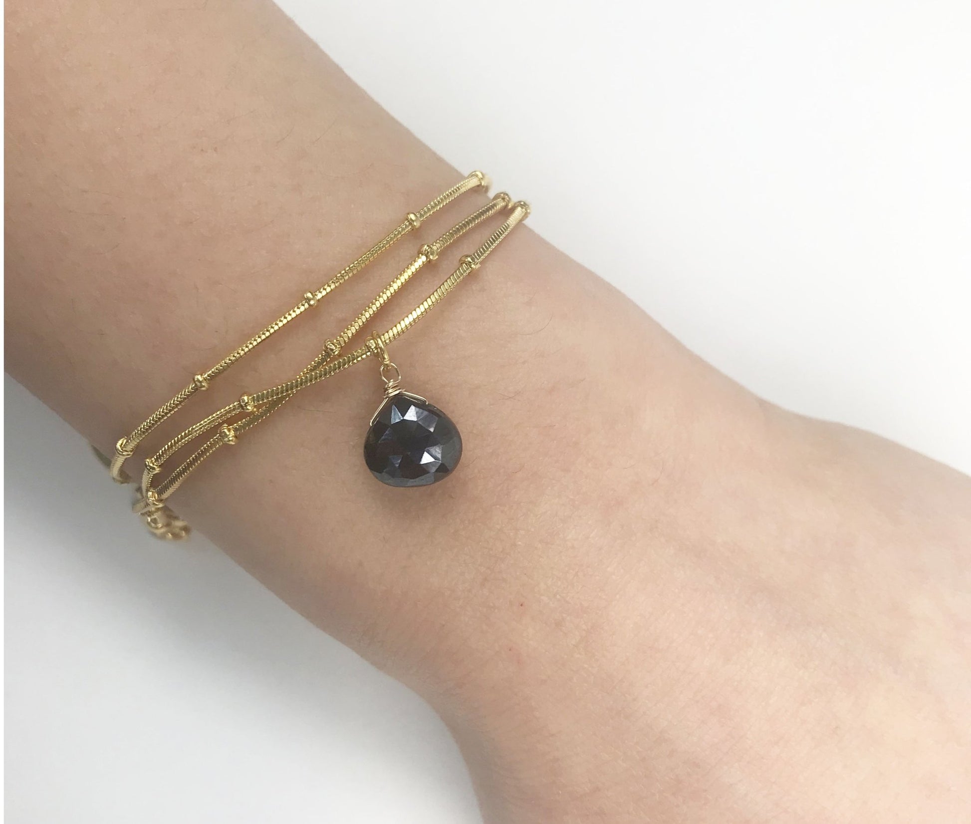 Black Spinel Drop Ball Chain Bracelet - Women - Accessories - Jewelry - Bracelets & Bangles - Benn~Burry