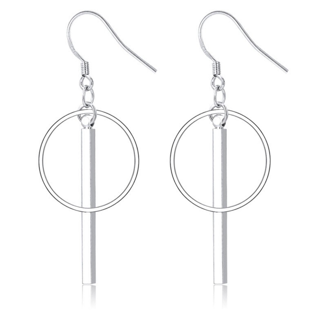 Delicate Sterling Silver Linked Bar & Hoop Earrings - Women - Accessories - Jewelry - Earrings - Drop Earrings - Benn~Burry