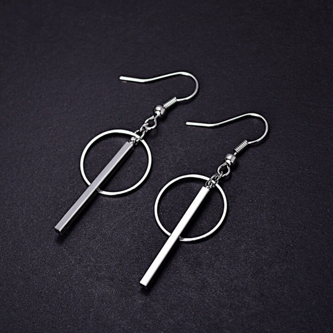 Delicate Sterling Silver Linked Bar & Hoop Earrings - Women - Accessories - Jewelry - Earrings - Drop Earrings - Benn~Burry