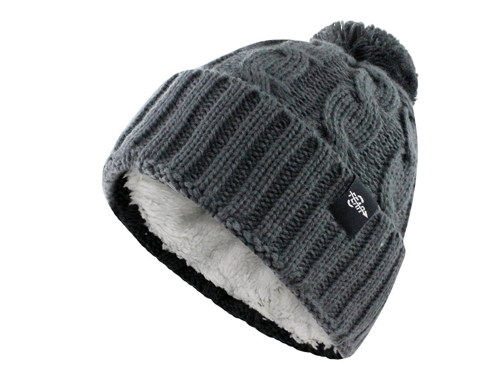 Fear0 Plush Insulated Extreme Cold Gear Womens Black Cuff Knit Pom Beanie Hat - Benn Burry