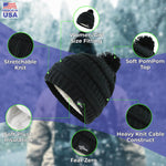 Fear0 Women's Plush Insulated Extreme Cold Knit Pom Beanie Hat - Benn Burry