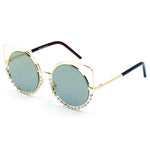 Holland - Women's Unique Cut-Out Design Pearl-Studded Sunglasses by Cramilo Eyewear