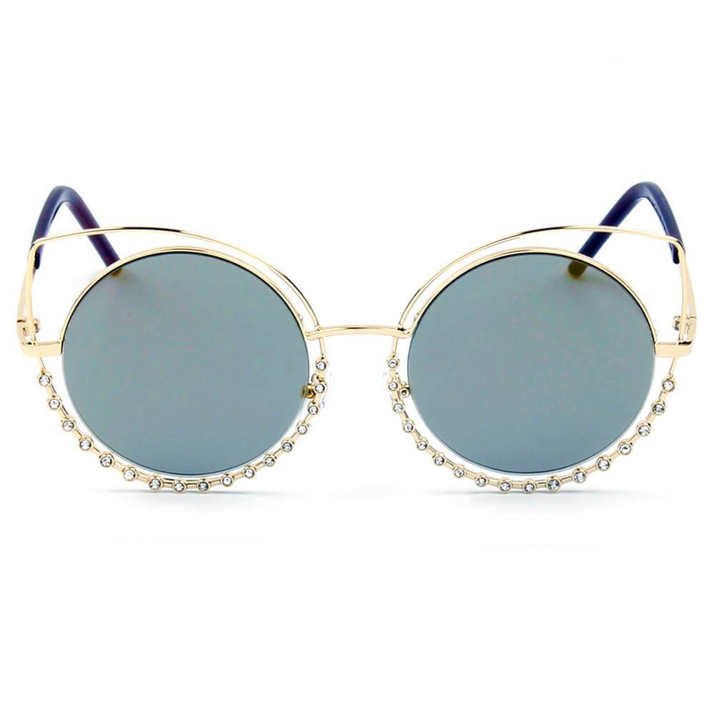 Holland - Women's Unique Cut-Out Design Pearl-Studded Sunglasses by Cramilo Eyewear