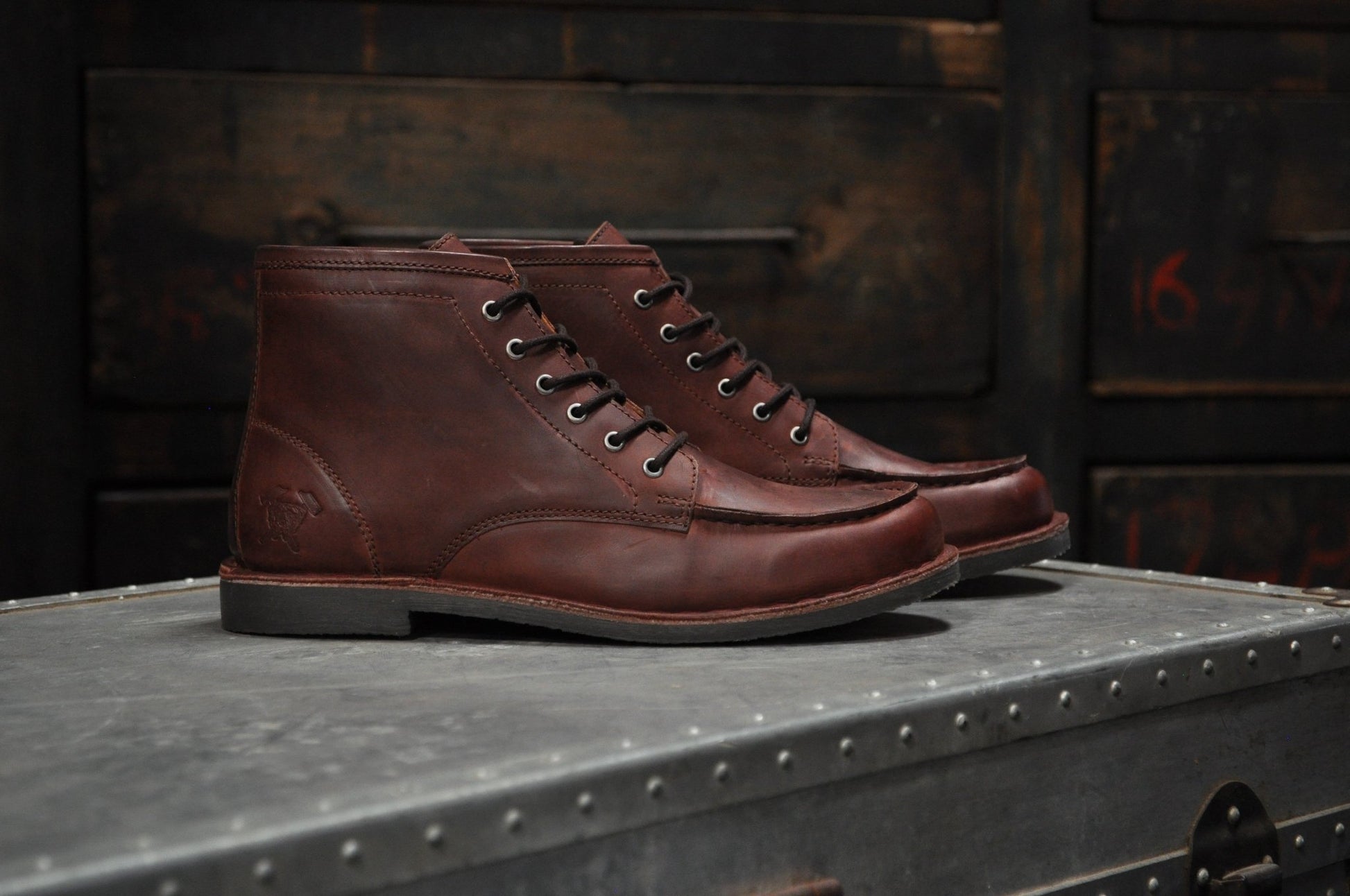 Hound & Hammer "The Cooper" Oxblood Leather Work Boots for Men - Men - Footwear - Boots - Ankle Boots - Benn~Burry