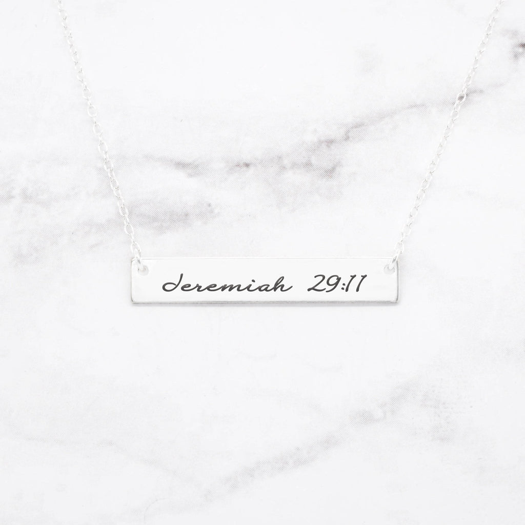 Jeremiah 29:11 Necklace - Sterling Silver Bar Necklace - Benn~Burry