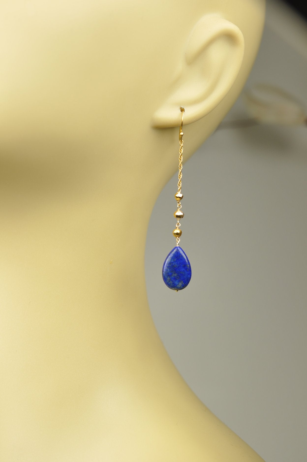 Lapis Lazuli Linear Drop Earrings - Women - Accessories - Jewelry - Earrings - Benn~Burry