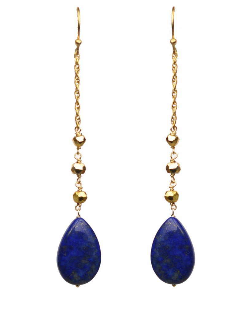 Lapis Lazuli Linear Drop Earrings - Benn~Burry