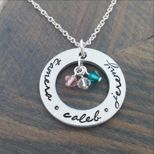 Personalized Necklace with Kids Names and Birthstones - Women - Accessories - Jewelry - Necklaces - Pendants - Personalized - Benn~Burry