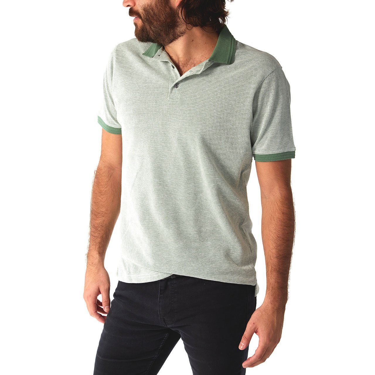PX Clothing Men's Cole Pique Polo in Green - Men - Apparel - Shirts - Polo - Benn~Burry