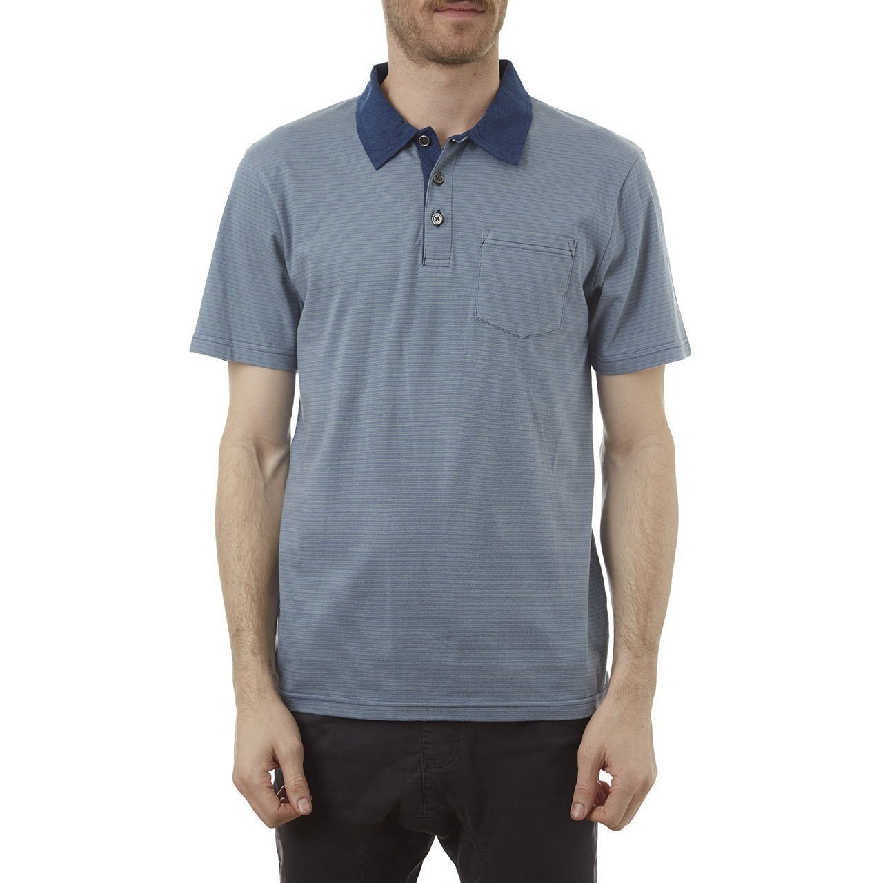 PX Clothing Men's Davis Short-Sleeve Polo Shirt in Blue