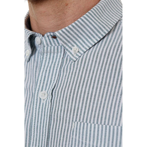 PX Clothing Men's Larry Green Vertical Striped Shirt