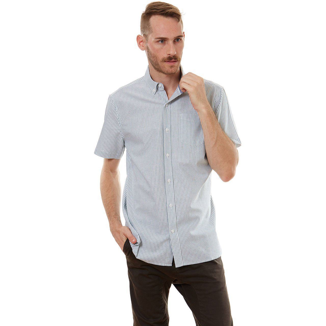 PX Clothing Men's Larry Green Vertical Striped Shirt - Men - Apparel - Shirts - Short Sleeve Shirts - Benn~Burry
