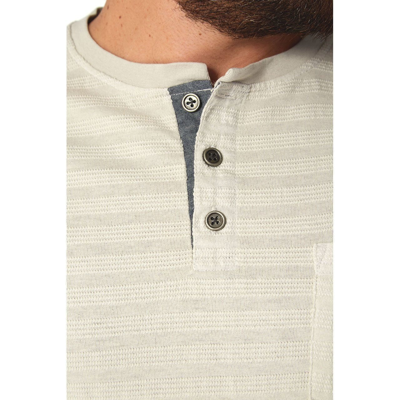 PX Clothing Men's Off White Axel Striped Short Sleeve Henley Shirt - Men - Apparel - Shirts - Henley - Benn~Burry