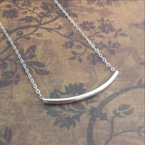 Sterling Silver Curved Bar Necklace - Women - Accessories - Jewelry - Necklaces - Pendants - Benn~Burry