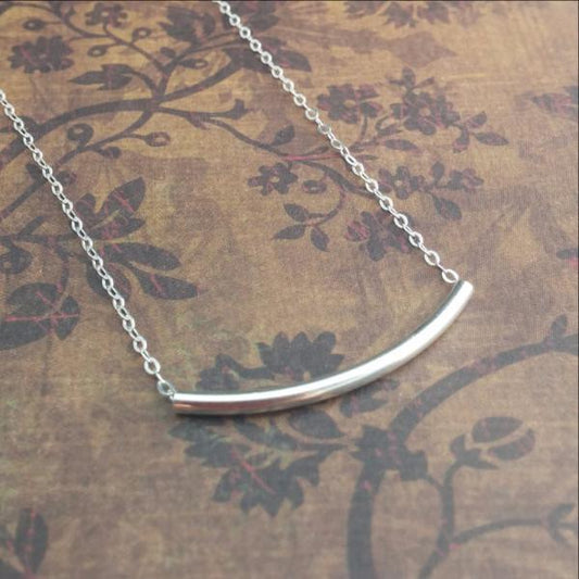 Sterling Silver Curved Bar Necklace - Women - Accessories - Jewelry - Necklaces - Pendants - Benn~Burry