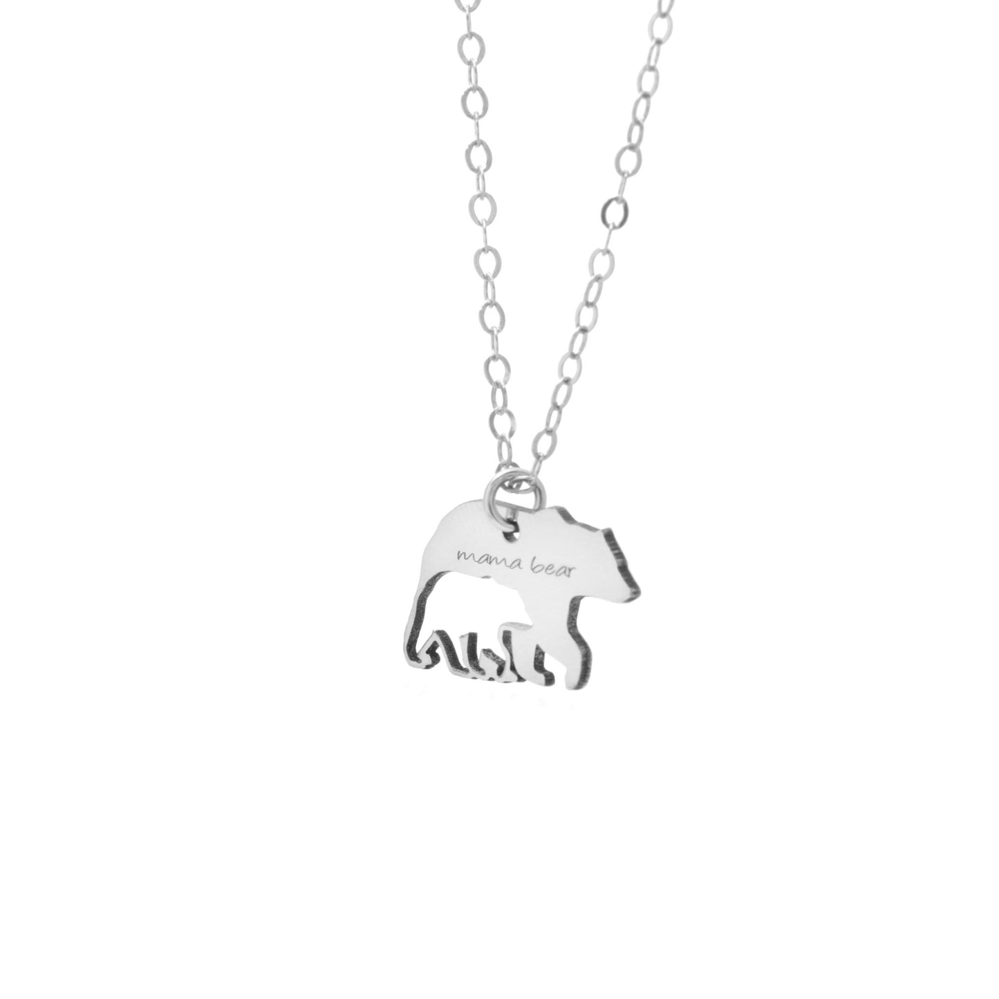 Sterling Silver Mama Bear and Cub Necklace - Women - Accessories - Jewelry - Necklaces - Pendants - Personalized - Benn~Burry