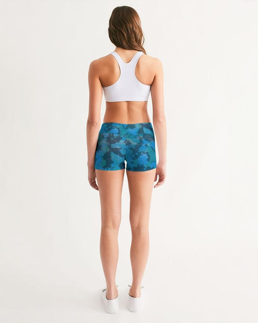 Women's Active Comfort Ocean Camo Mid-Rise Yoga Shorts - Women - Apparel - Activewear - Shorts - Yoga - Benn~Burry