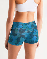Women's Active Comfort Ocean Camo Mid-Rise Yoga Shorts