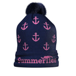 Women's Anchor Pink on Navy Winter Hat - Benn~Burry