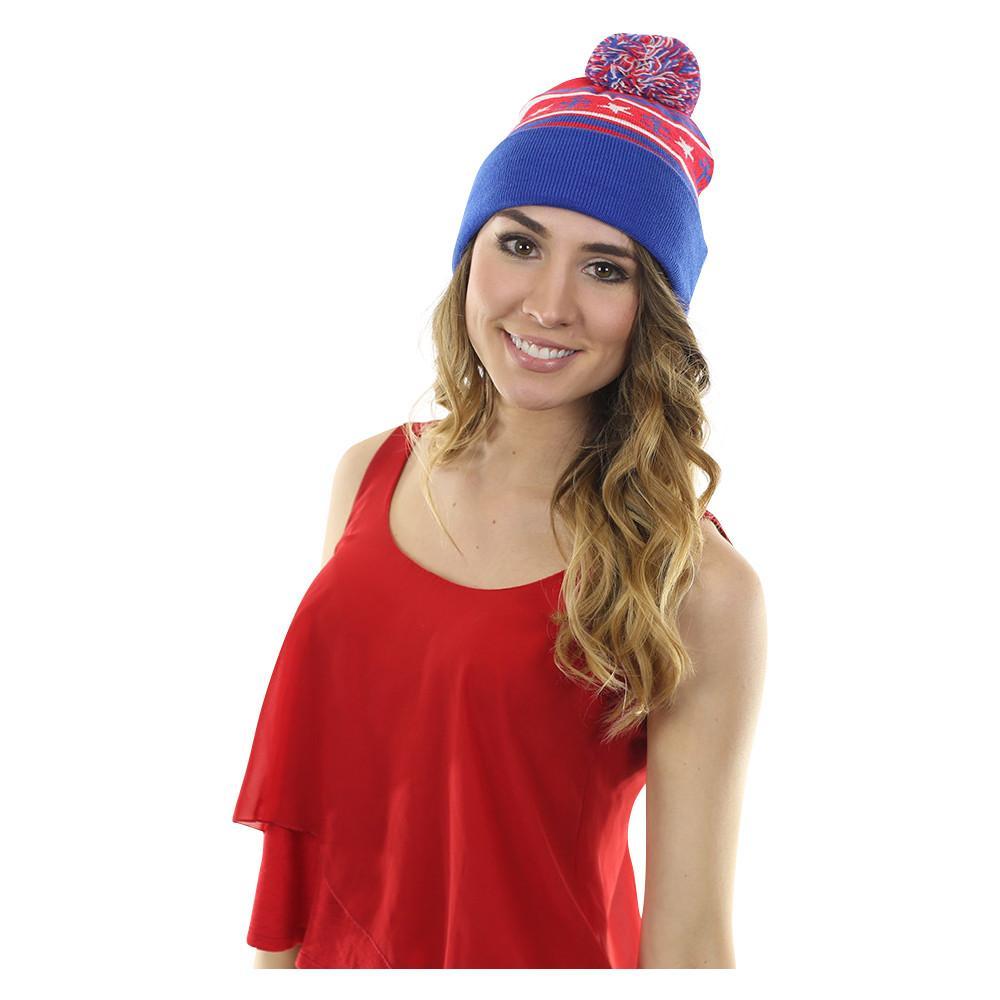 Women's Red, White, Blue Winter Hat - Unisex - Accessories - Outerwear - Hats - Benn~Burry