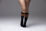 Women's Black Pumpkin Stripe Knee High Socks - Benn~Burry