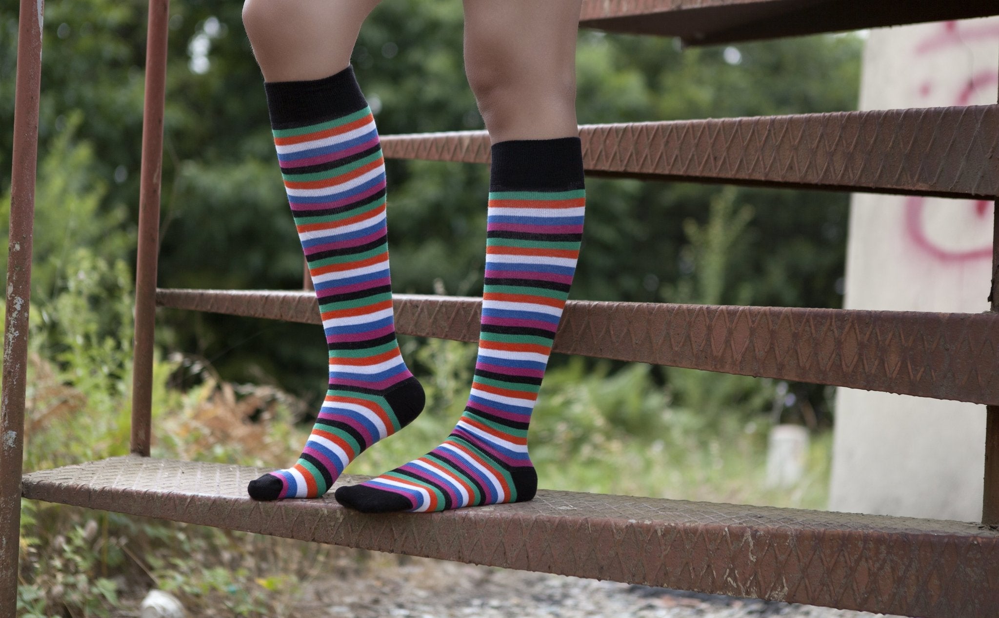 Women's Blackish Stripe Knee High Socks - Women - Footwear - Socks - Benn~Burry