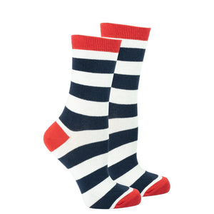 Women's Navy-White Stripes Socks