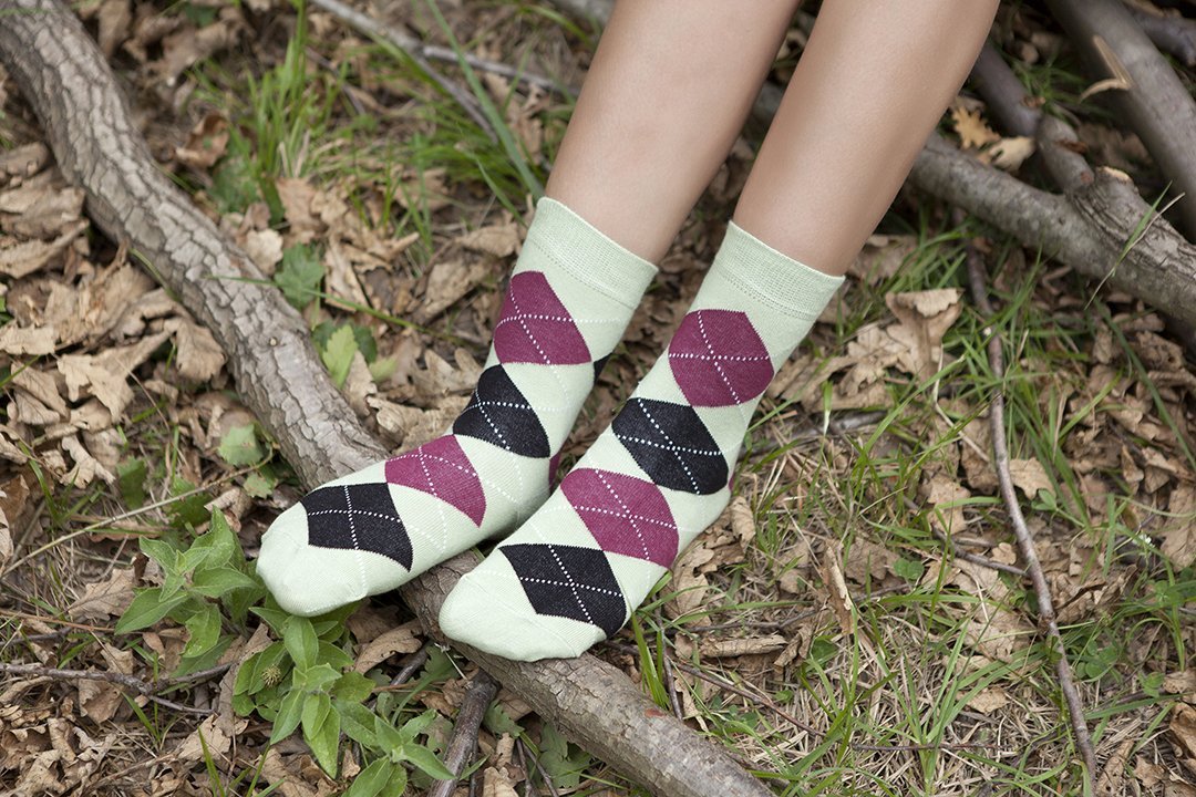 Women's Pistachio Argyle Socks