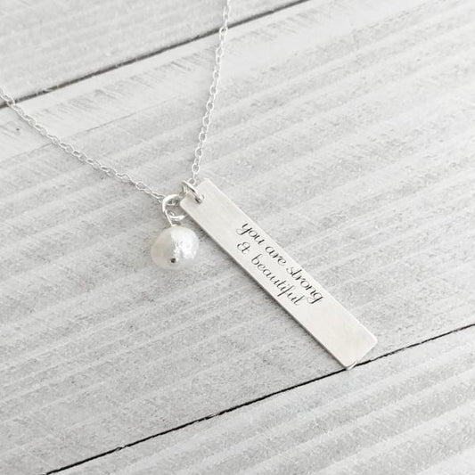 You are Strong and Beautiful Inspirational Necklace - Women - Accessories - Jewelry - Necklaces - Pendants - Benn~Burry